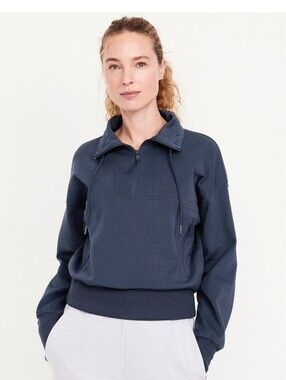 NWT Old Navy Active Dynamic Fleece Half Zip Sweatshirt Size L Large Dusk Navy